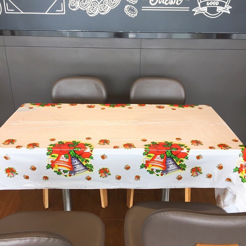 3pcs Disposable Christmas Tablecloth Xmas Tree Santa Table Covers for Christmas Party Navidad Kitchen Dining Table Cloth Decors: bell / 3Pcs