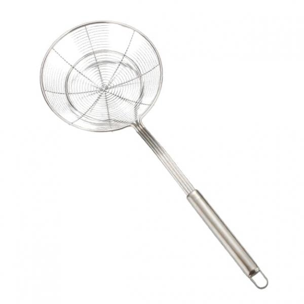 Stainless Steel Skimmer Strainer, Wire Skimmer with Spiral Mesh, Kitchen Skimmer Spoon/Ladle for Spaetzle/Pasta / Chips