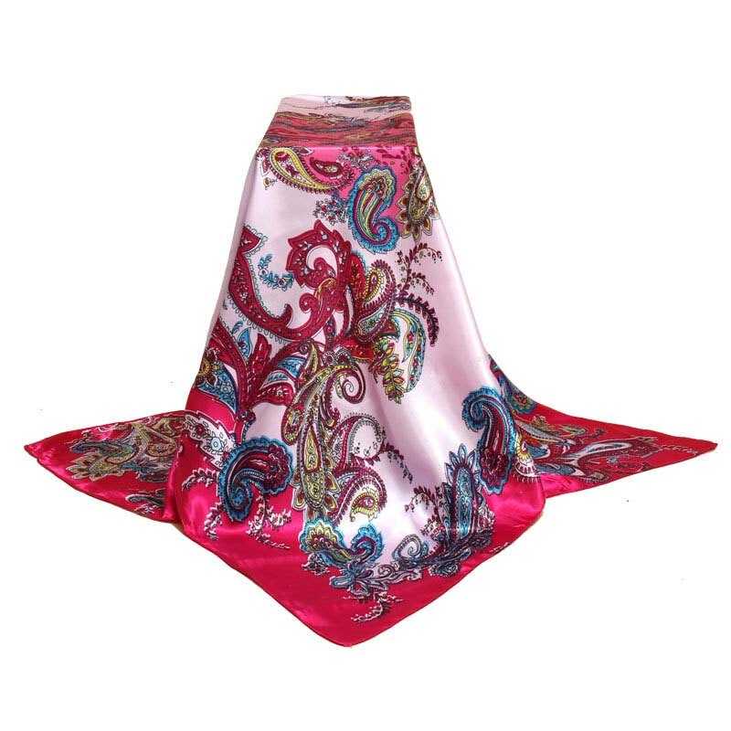 90x90cm cachecol feminino cetim moda caju padrão quente grande cachecol cetim impresso feminino lenço quadrado cabeça envolve hijab cachecol