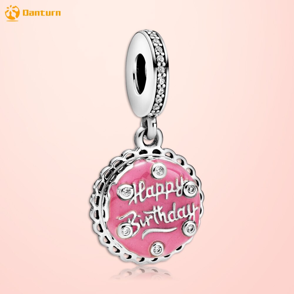 Danturn 925 Sterling Silber Perle Funkelnden Unendlichkeit Herz Mama Skript Herz Charms fit Ursprüngliche Europäischen Armbänder Frauen Schmuck: Pink Birthday Cake