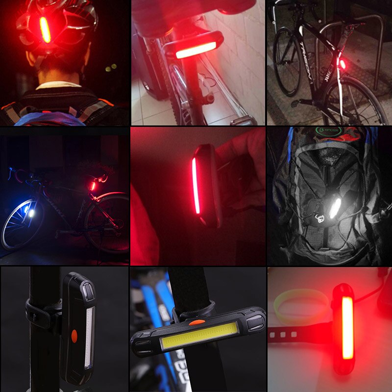 Fiets Licht COB Fietsverlichting Led Achter Achterlicht 3 Verlichting Modes Fiets Lamp voor Fietsen Helm, gebruik AAA Batterij #2