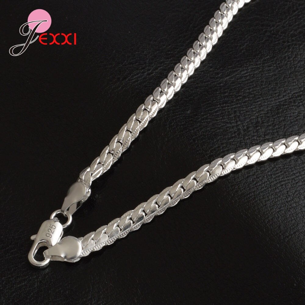 925 sterling sølv halskæde populære kantstenskæder link mænd kvinder choker  s925 sølv mandlige kvindelige tilbehør