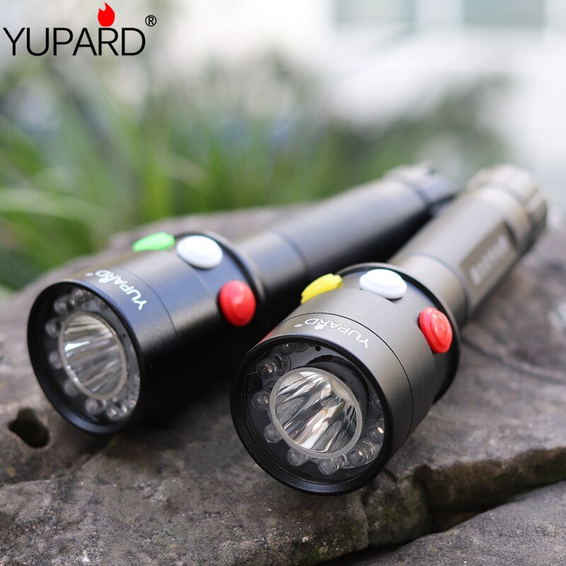 YUPARD 7 Modus Ultra Heldere CREE Q5 LED Rood Wit Groen Geel Zaklamp Spoorwegsignaal Licht outdoor sport camping