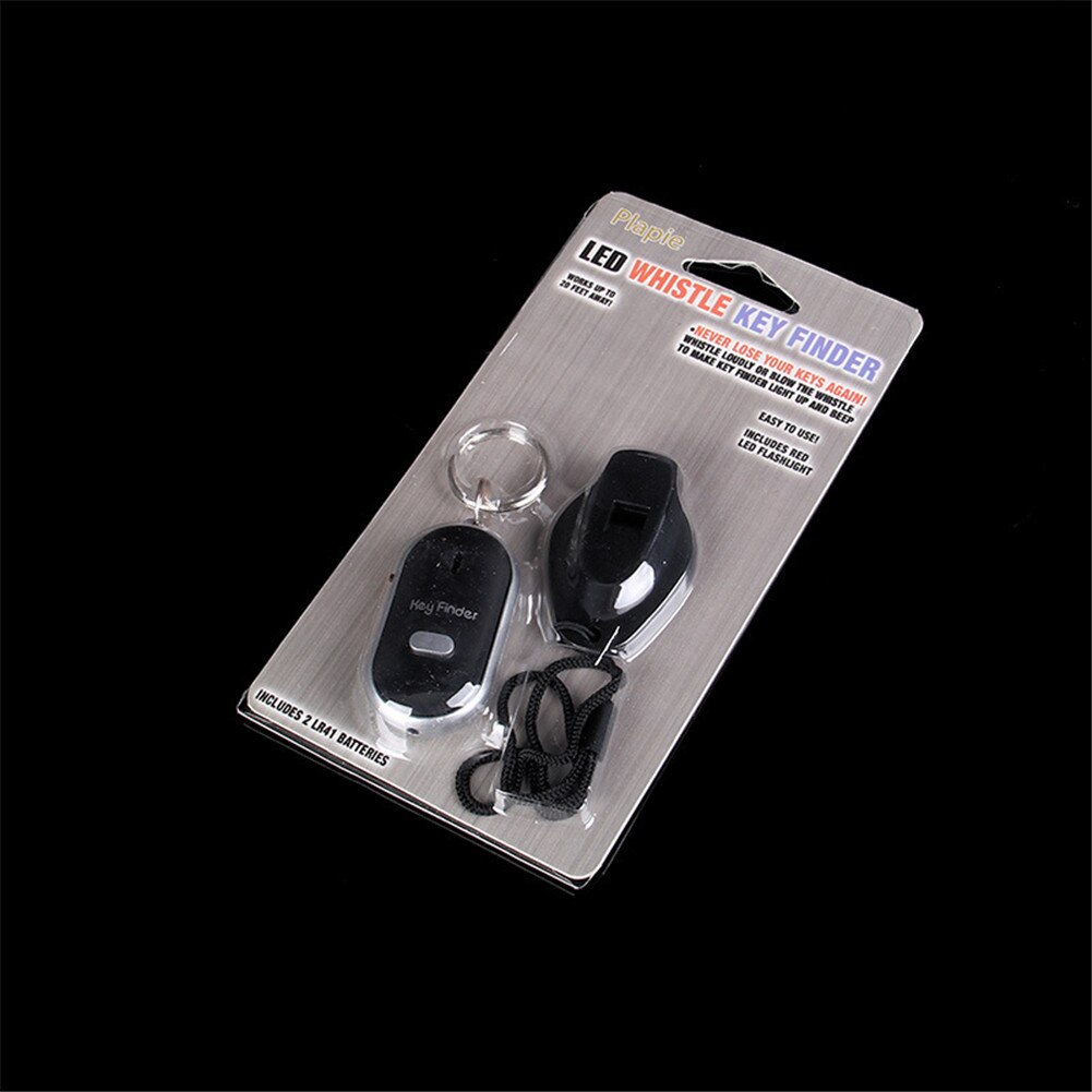 LED fischio Key Finder lampeggiante segnale acustico controllo allarme anti-perso localizzatore di chiavi Finder Tracker con portachiavi: Black