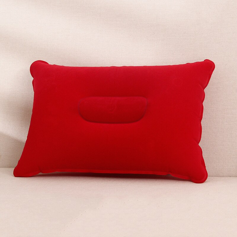 S-Portable Ultralight Inflatable PVC Nylon Air Pillows Camping Sleep Cushion Travel Hiking Beach Car Plane Head Rest Camp Gears: Red-S