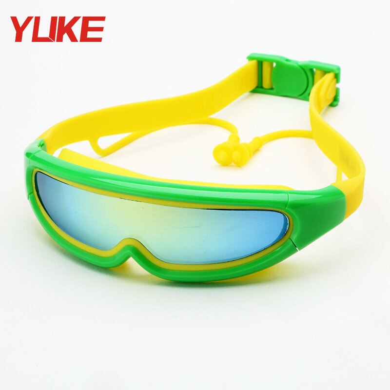 YUKE Kids Goggles Waterproof Anti-Fog Glasses Children Swimming Protect Eye Eyewear Plating HD Child Boy Girl Swim Goggles: Green