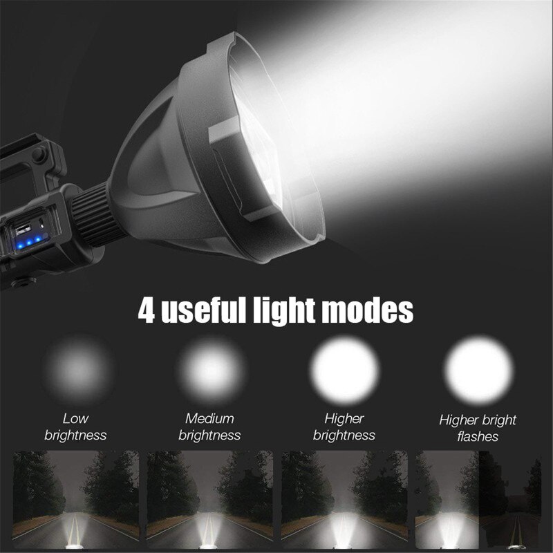 Super lyse led bærbare spotlights lommelygte lommelygte med  p70.2 lampekugler, der kan monteres, passer til ekspeditioner osv.