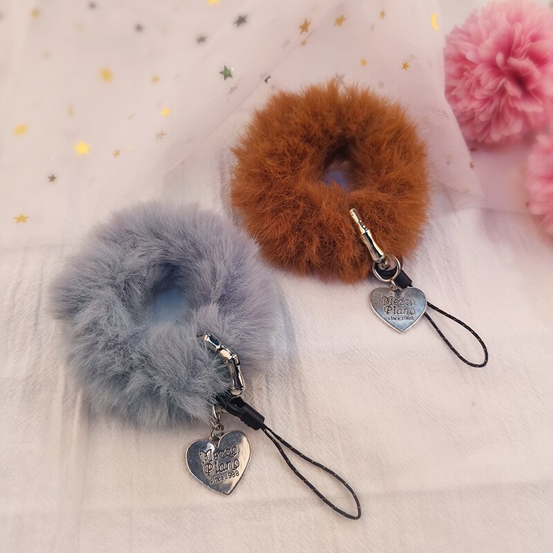 Mobile phone lanyard ladies plush hair tie trend cute For iPhone Samsung mobile phone chain with key ring Universal lanyard