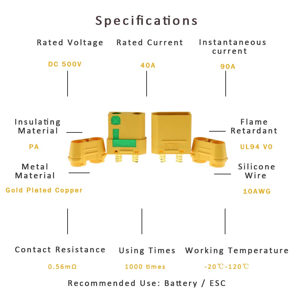 5 Pair Amass XT90S XT90-S XT90 Stecker Anti-Funken Männlich Weiblich Stecker für Batterie, ESC und Ladegerät Blei