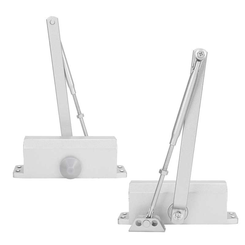 spring hinge door closer 60-85kg Door Closer Aluminum Alloy Adjustable Hydraulic Door Shutter for Commercial Use Silver closes