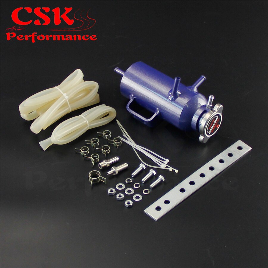 Aluminum Oil Catch Can Reservoir Tank with Breather Filter baffled Blue