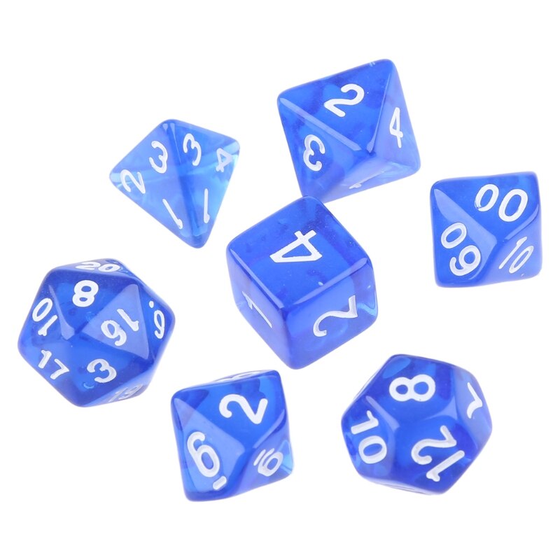Juego de mesa MTG RPG DND Poly Dice, juego de 7 caras D4 D6 D8 D10 D12 D20, novedad, 1 Juego: Azul
