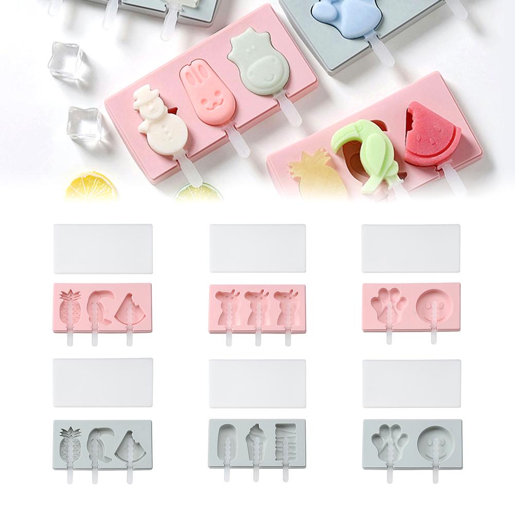 Silicone Ice Pop Molds 3-Cavity Funny Popsicle Mold Ice Cream Mould DIY Candy Chocolate Soap Jelly Moulds Tray