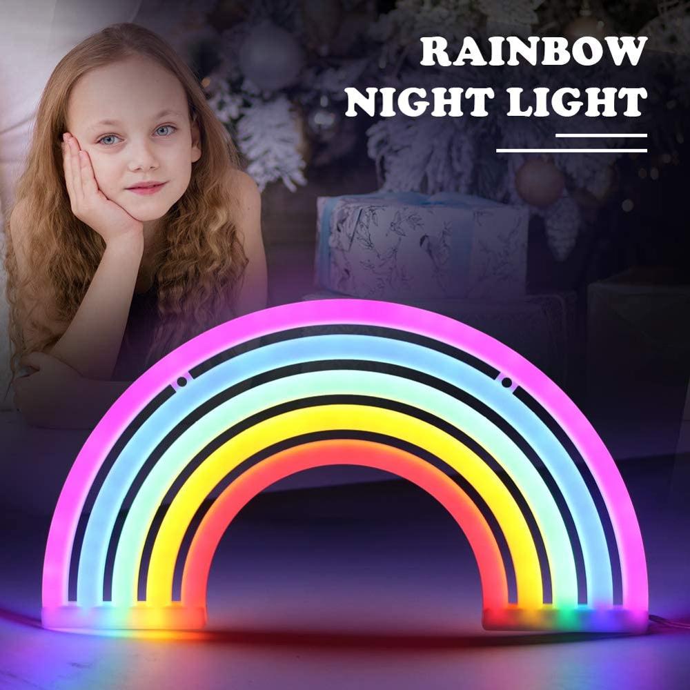 Rainbow Neon Light Sign Party Wall Hanging Lamp LED Neon Light Battery or USB Operated Light For Children Baby Room Home Decor