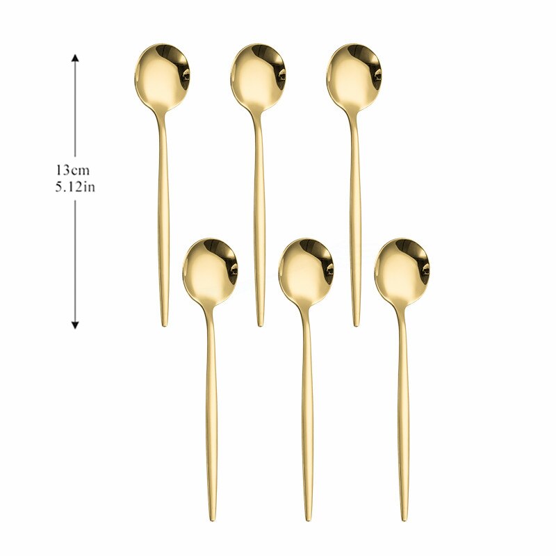 Spoon Silver Stainless Steel Cutlery Set 6pcs Tea Spoon Kitchen Complete Tableware Set Western Silverware Luxury Dinnerware Set