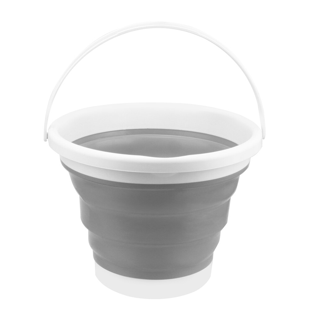 Car Wash Bucket for Tourism Outdoor Fishing Camping Portable Save Space Round Bathroom Kitchen Bucket Foldable Bucket: Gray