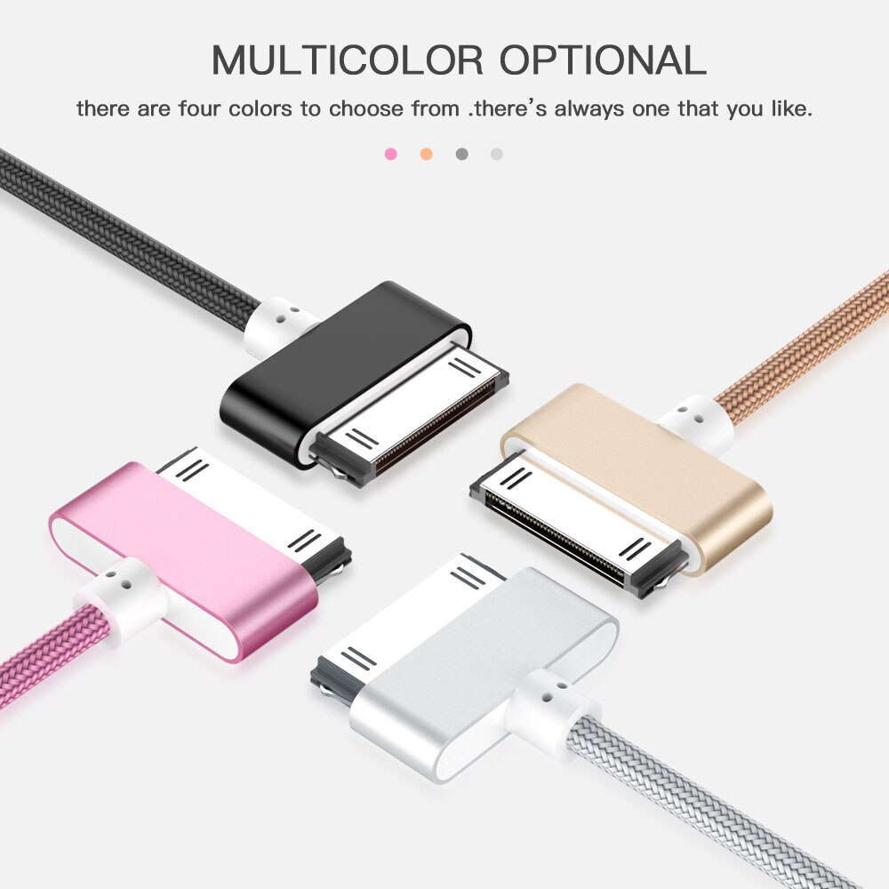 Dla iphone 4 kabel USB robić ładowania 30 Szpilka pleciony nylon wysokiej jakości USB robić synchronizacji danych kabel robić ładowania dla iphone 4s iPad 2 3 4 ipoda