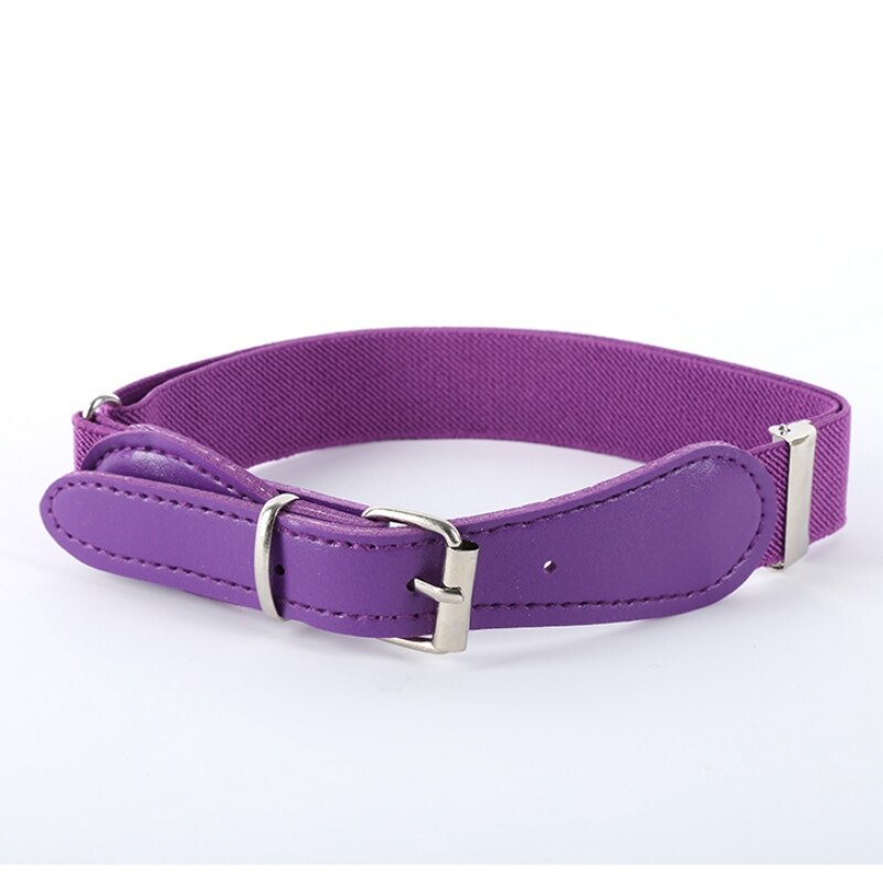 Kids Children Belt Boys Girls Wide Elastic Stretch Waist Belt Waistband Alloy Buckle: Purple
