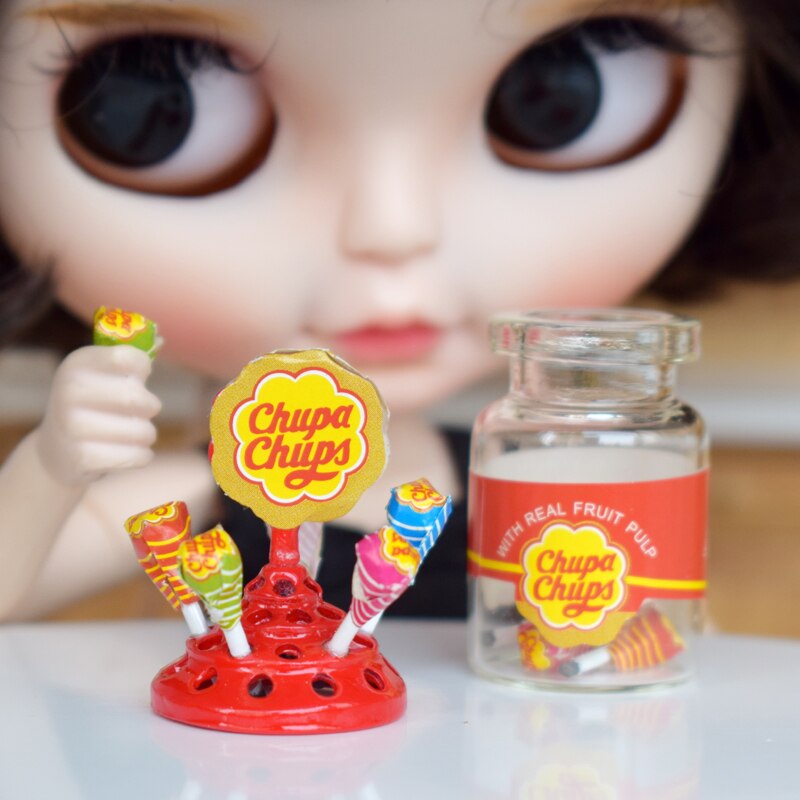 Mooie 1:12 Dollhouse Miniatuur Simulatie Voedsel Lollysuikergoed Pretend Play Mini Pop Voedsel Speelgoed