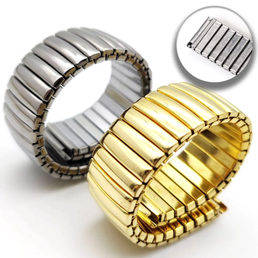 Banda de acero inoxidable 12mm 14mm 16mm 18mm 20mm 22mm correa elástica correas de reloj de Metal pulsera de repuesto pulsera Universal