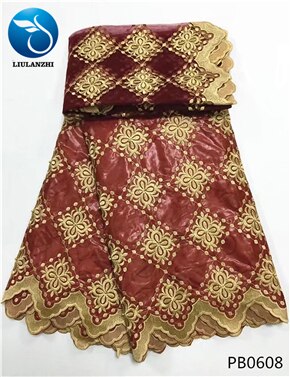 LIULANZHI negro riche getzner brode getzner riche tela de algodón tela bazin africano tissu con cuentas con 2 yardas de encaje neto PB06