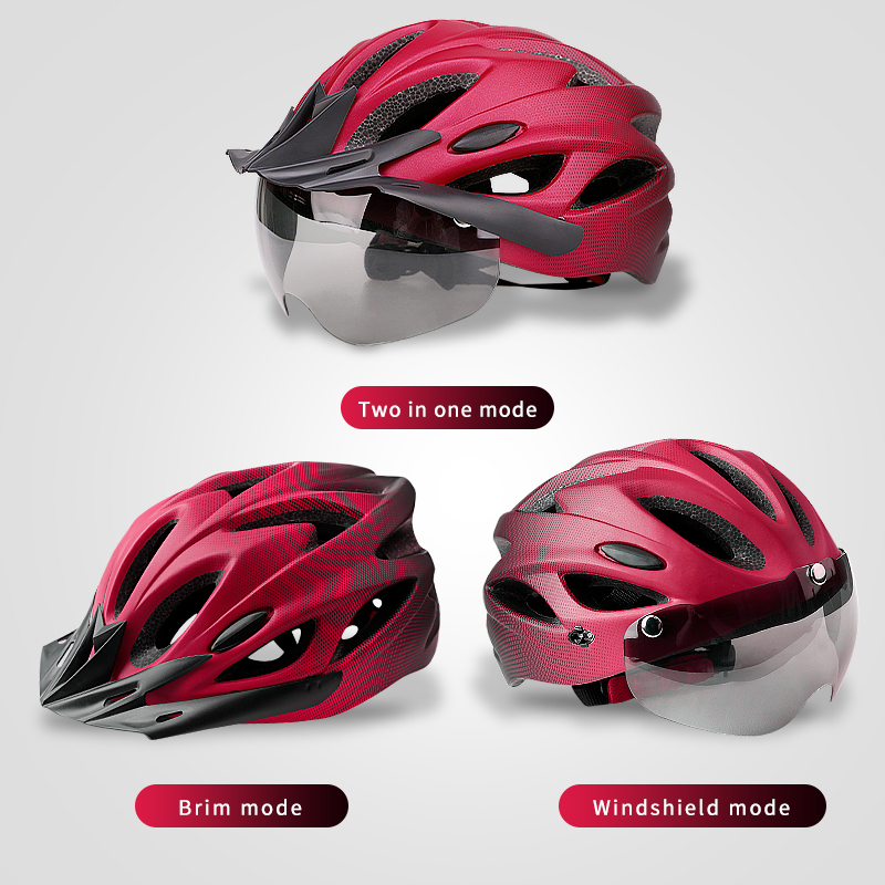 X-TIGER Casco de ciclismo Casco de bicicleta moldeado integralmente Luces LED Casco de bicicleta MTB Sombrero deportivo ultraligero seguro con gafas Visera