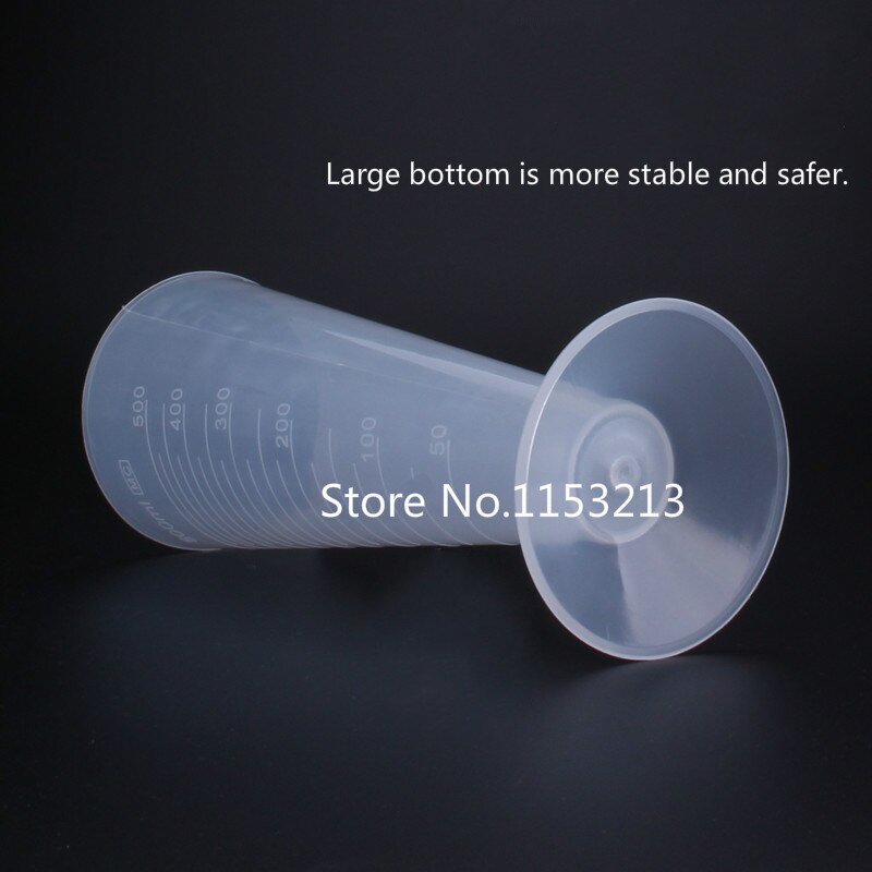5 stks/partij 500 ml Capaciteit Clear afgestudeerd plastic Conica maatbeker PP cilinder Plastic Beker van Laboratorium benodigdheden