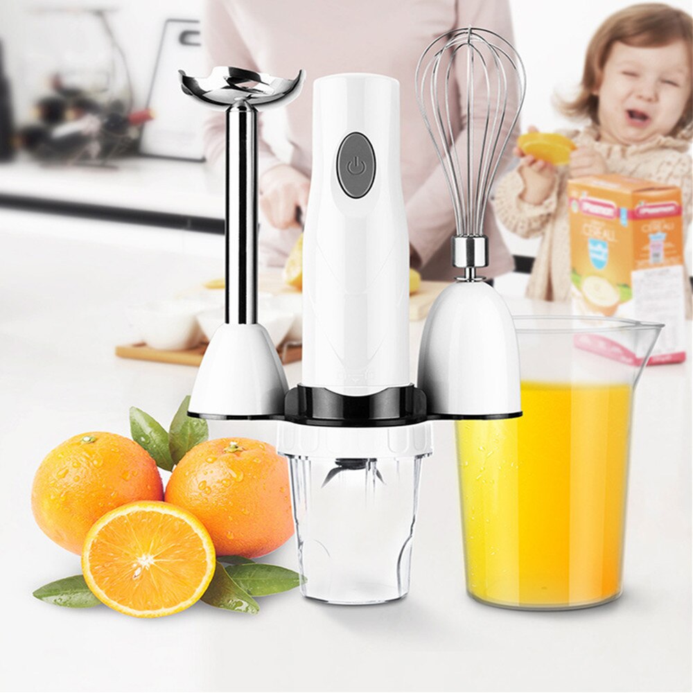 4 in 1 rustfri stål elektrisk blender nedsænkning babymad mixer køkken grøntsagskødkværn hakker bærbart piskeris