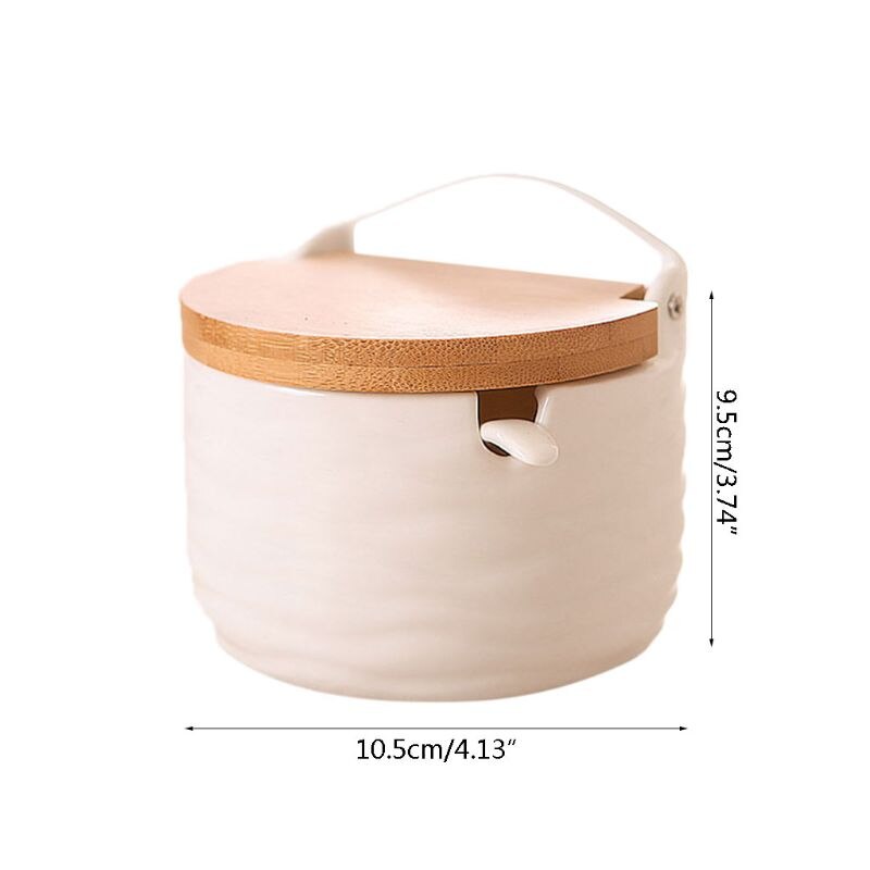 1PC zucker schüssel mit deckel löffel holz würze Krug küche Werkzeug salz lagerung Kasten