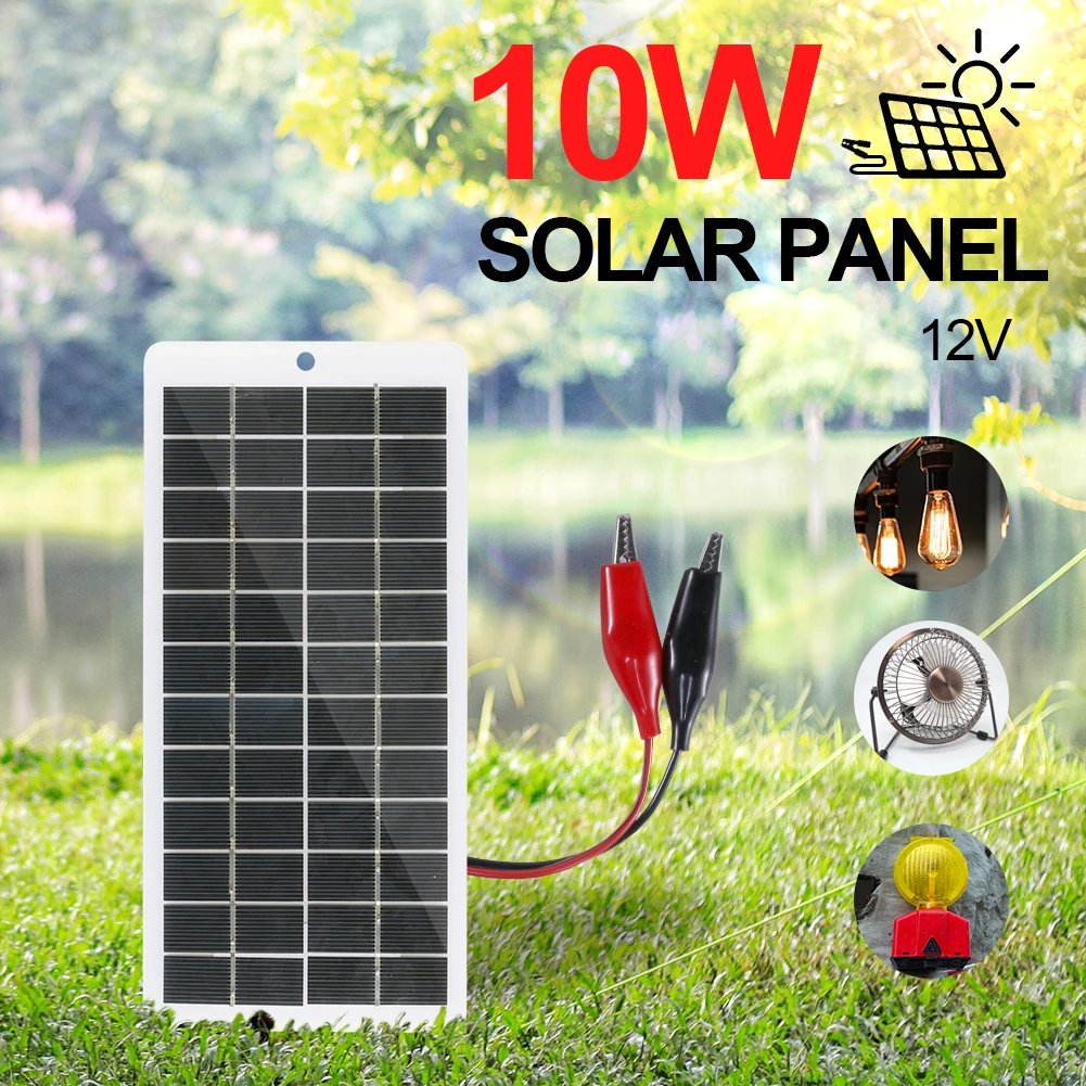 Ładowarka słoneczna 10 W z karabińczykiem 12 V Power Bank na energię słoneczną Polikrzemowa ładowarka słoneczna Przenośna płyta do akumulatora 9-12 V