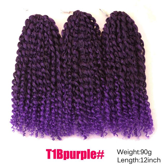 Amir12inch Marley bob Braids Ombre red purple blue Crochet Braiding Hair 3Pack/Lot Synthetic Curly Hair Extensions for Women: T1B/Purple