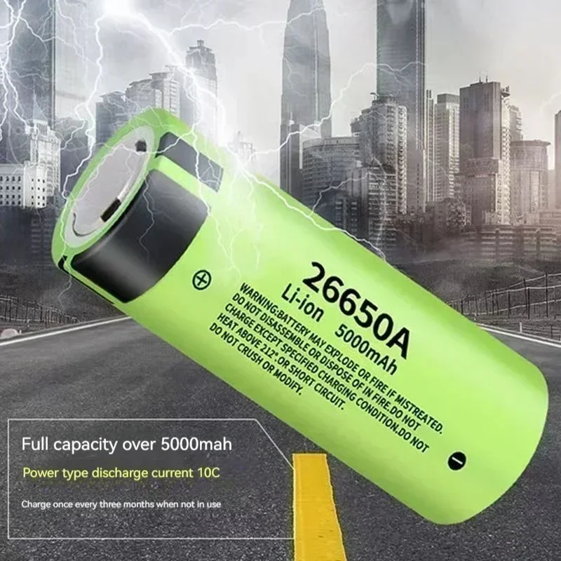 Originele 26650 Lithium Ion Batterij 3.7V 5000mAh 50A Power voor LED Zaklamp Hoge Capaciteit Langdurige 26650A