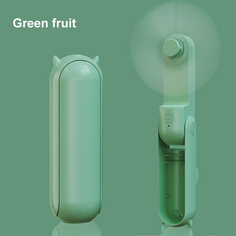 Mini Portable USB Small Fan Charging Hand Folding Handheld Office Student Small Fan Summer Heat Relief Accessories: green