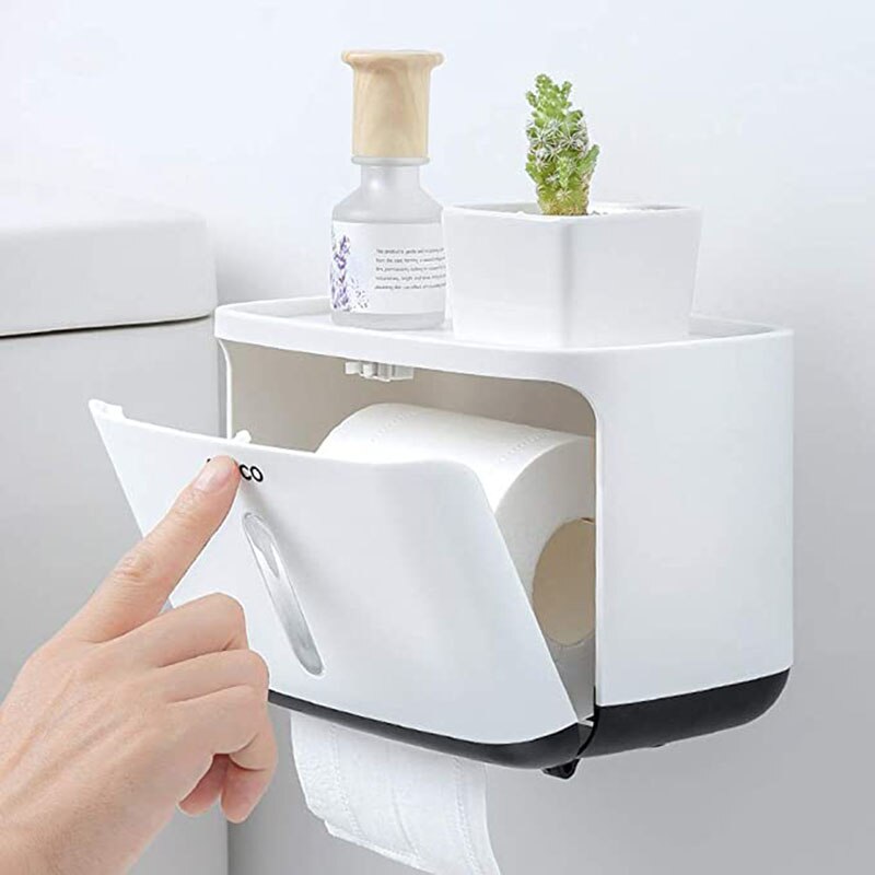 Badkamer wandgemonteerde toiletrolhouder, opbergplanken, lade, tissuepapierdoos, waterdichte opbergrekhouders