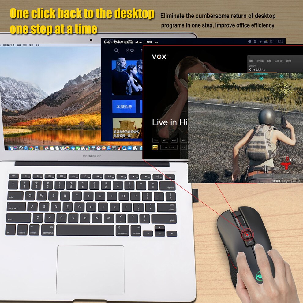 SeenDa 2,4G USB-C Drahtlose Maus Wiederaufladbare Gaming Maus 3600DPI 7 Taste Typ-c Stumm Mäuse für Macbook laptop PC Spiel Maus