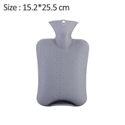 Multifunctional Solid Color Thick Water Bottle PVC Silicone Rubber Water Bottle Warm Palace Warm Handbag: Gray-M