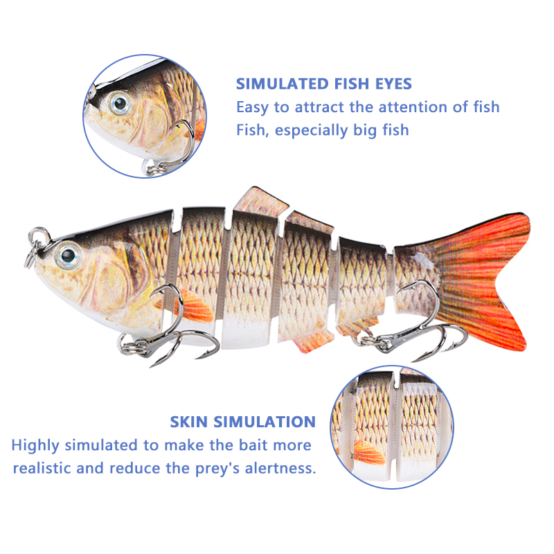Esche da pesca artificiali dure snodate da 4 pollici a 6 segmenti Crankbait bionico affondamento Wobblers Accessori per la pesca in plastica di cavalla
