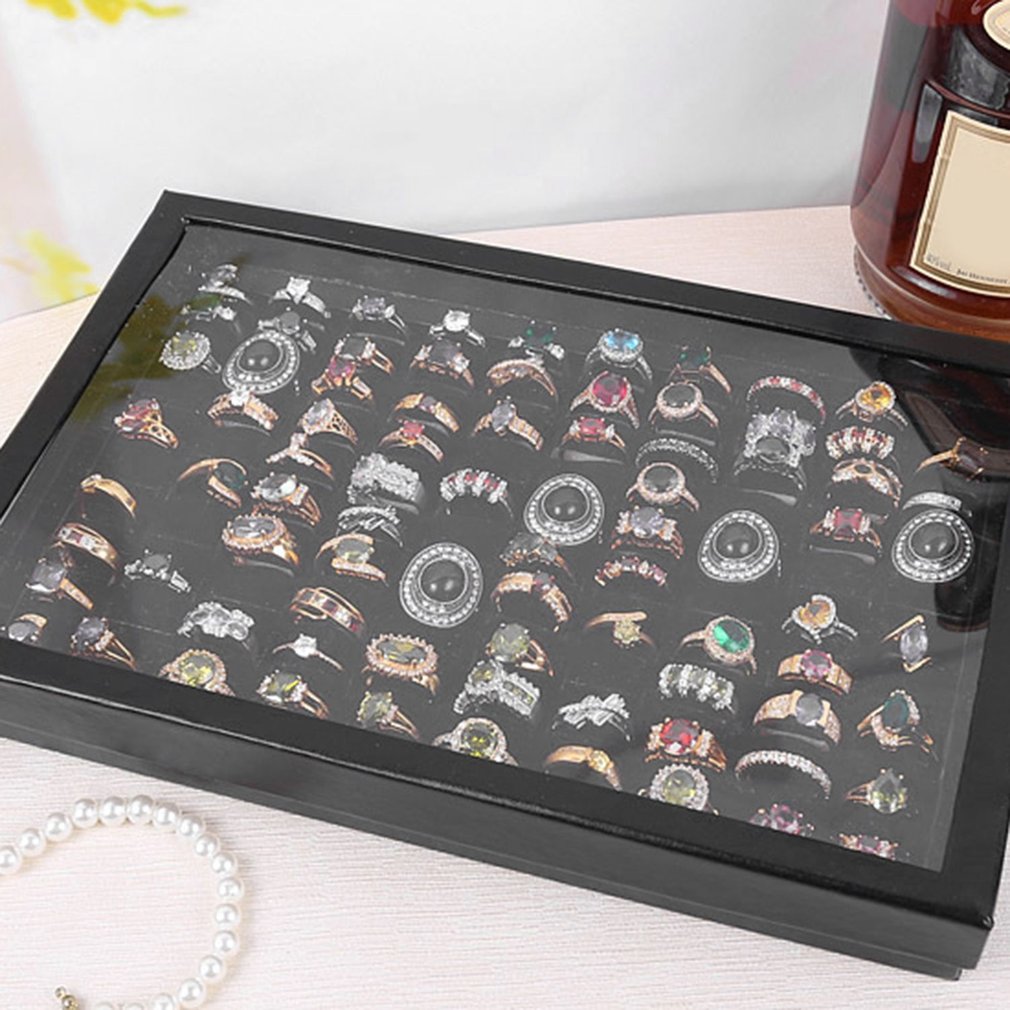 100 Grids Jewelry Tray Case Ring Display Box Portable Ring Carrying Box Tray Holder Accessories Storage Box Organizer