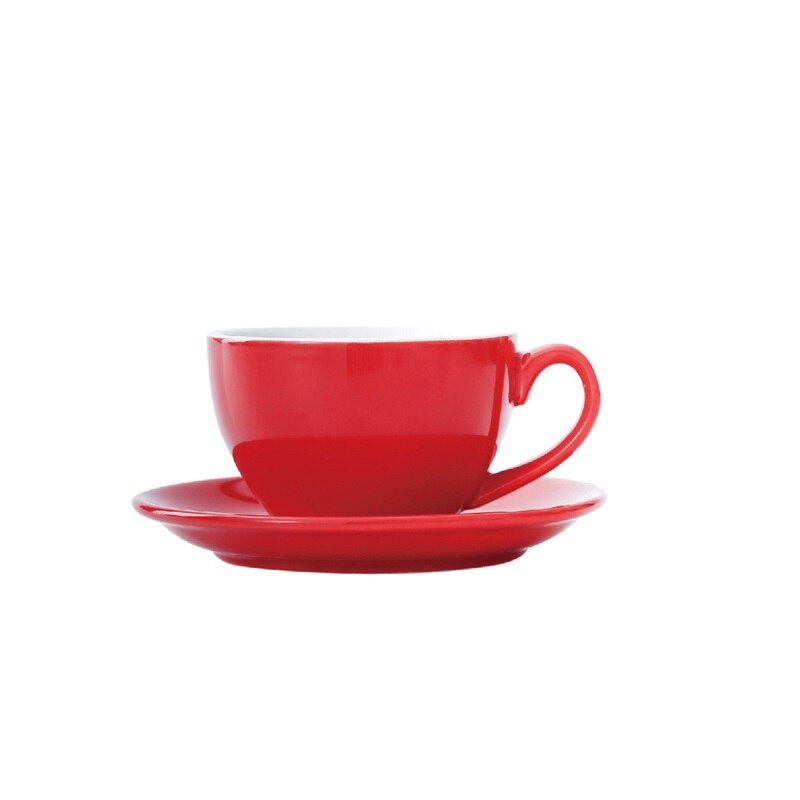 Chanshova modern enkelhet keramik 200ml porslin kaffekoppar och fat set tekopp set mugg dricksredskap  h046: Röd