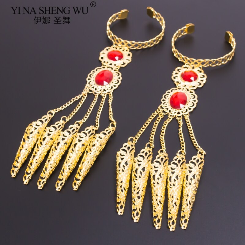 Avalokitesvara-Bracelet de danse ethnique, ventre doré avec strass, accessoires de danse indienne, 1 paire: Default Title