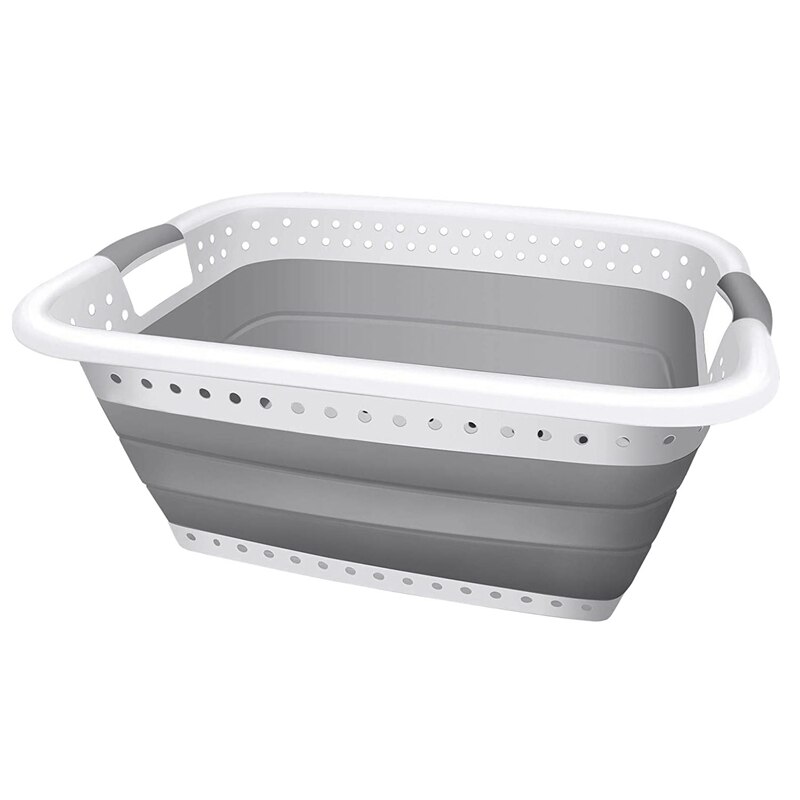 Collapsible Laundry Basket - Foldable Pop-Up Storage Container - Square Space Saving Organizer- Portable PP+TPR Laundry Basket w