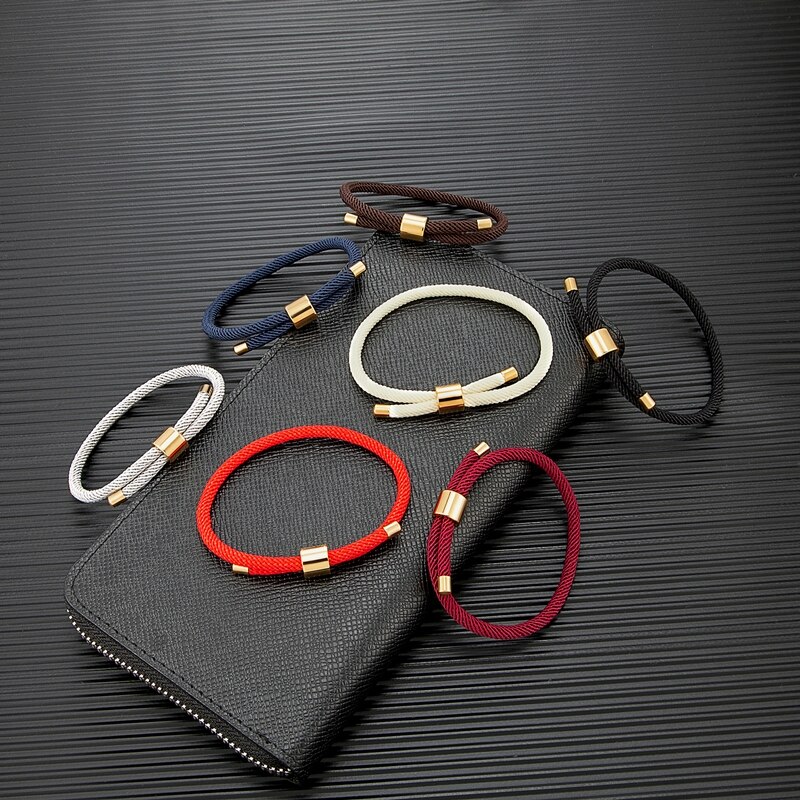Mkendn Minimalistische Waterdichte Milan Touw Armband Rode Verstelbare Enkelband Mannen Vrouwen Handgemaakte Draad Paar Lucky Strand Sieraden