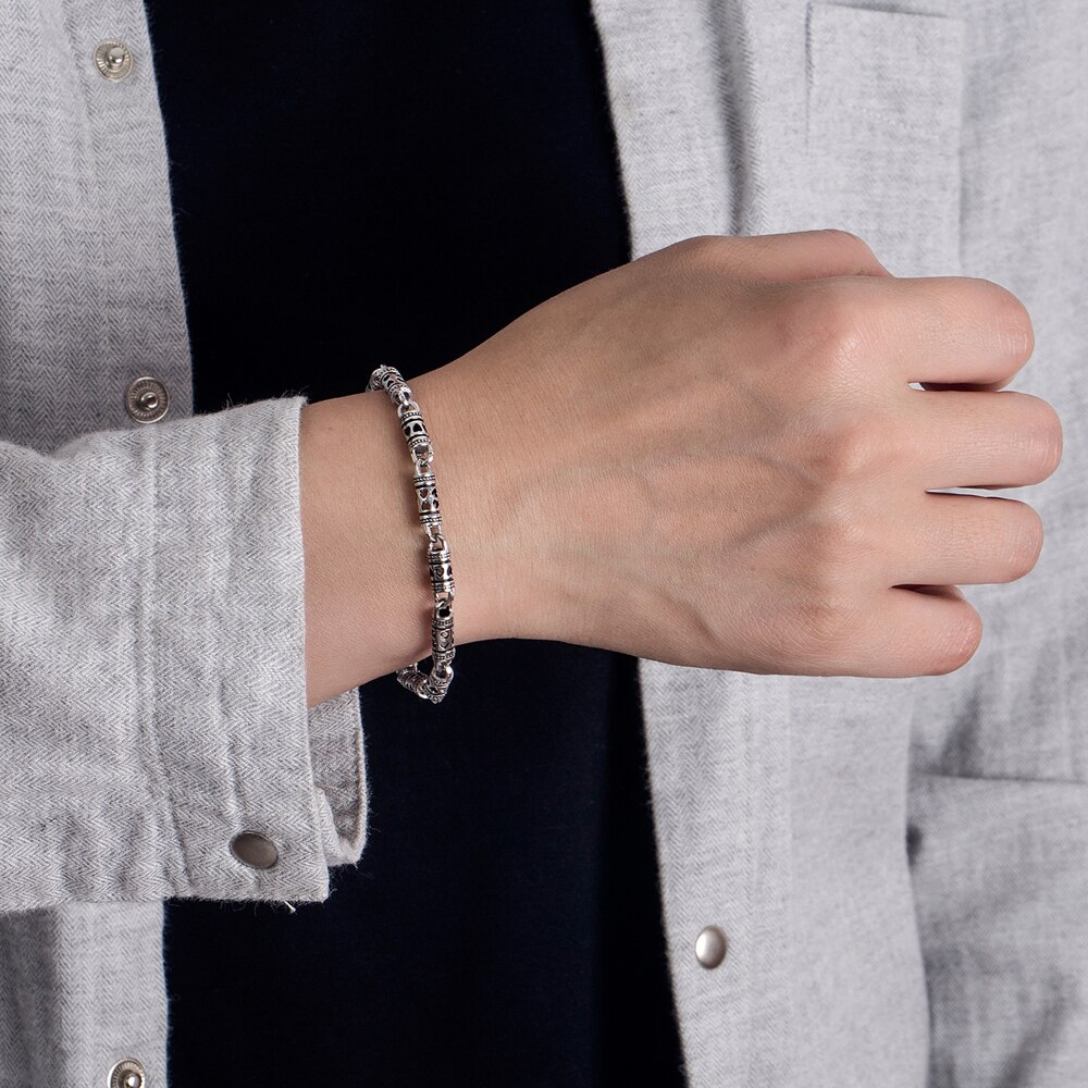 Collana con ciondolo da uomo in vero argento Sterling 100% 925 Punk Hip-Hop 24 pollici catena moda uomo/ragazzo gioielli in argento tailandese retrò