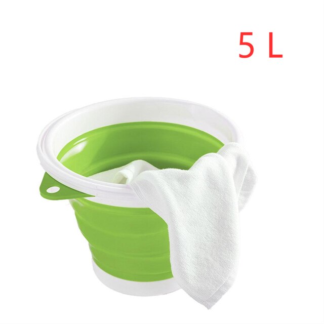 3L/5L/10L Collapsible Bucket Portable Folding Bucket with Handle Car Washing Bucket Children Outdoor Fishing Travel Home Storage: 5L-green