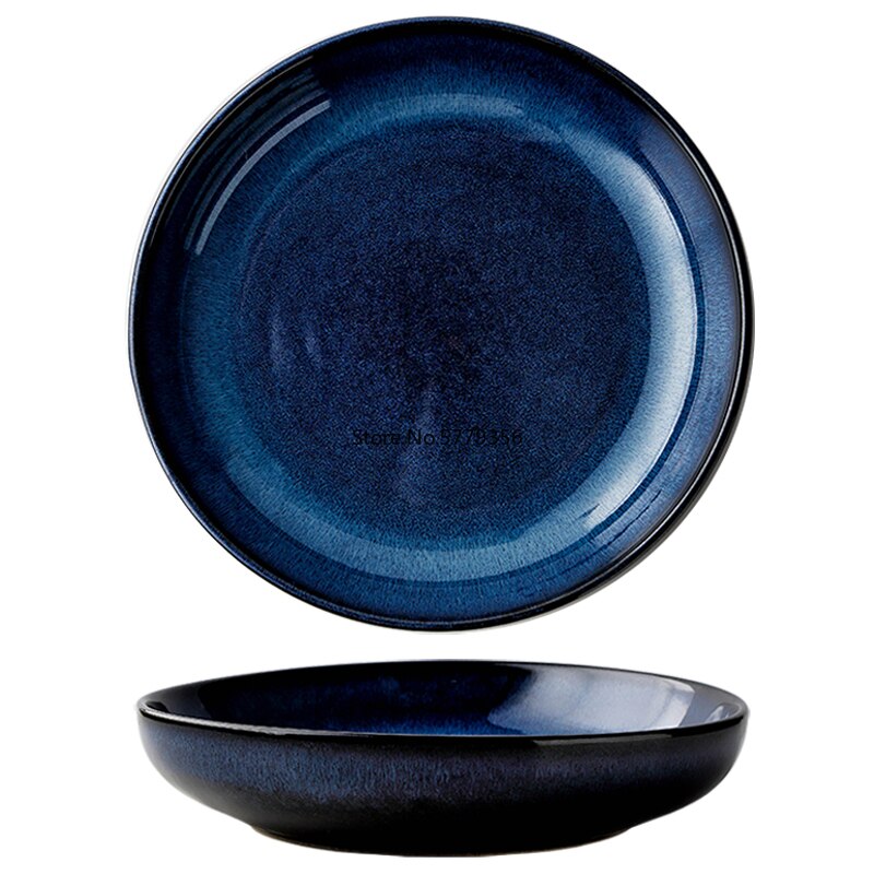 Plato profundo de cerámica japonesa, plato redondo para sopa, ensalada familiar, plato grande de porcelana