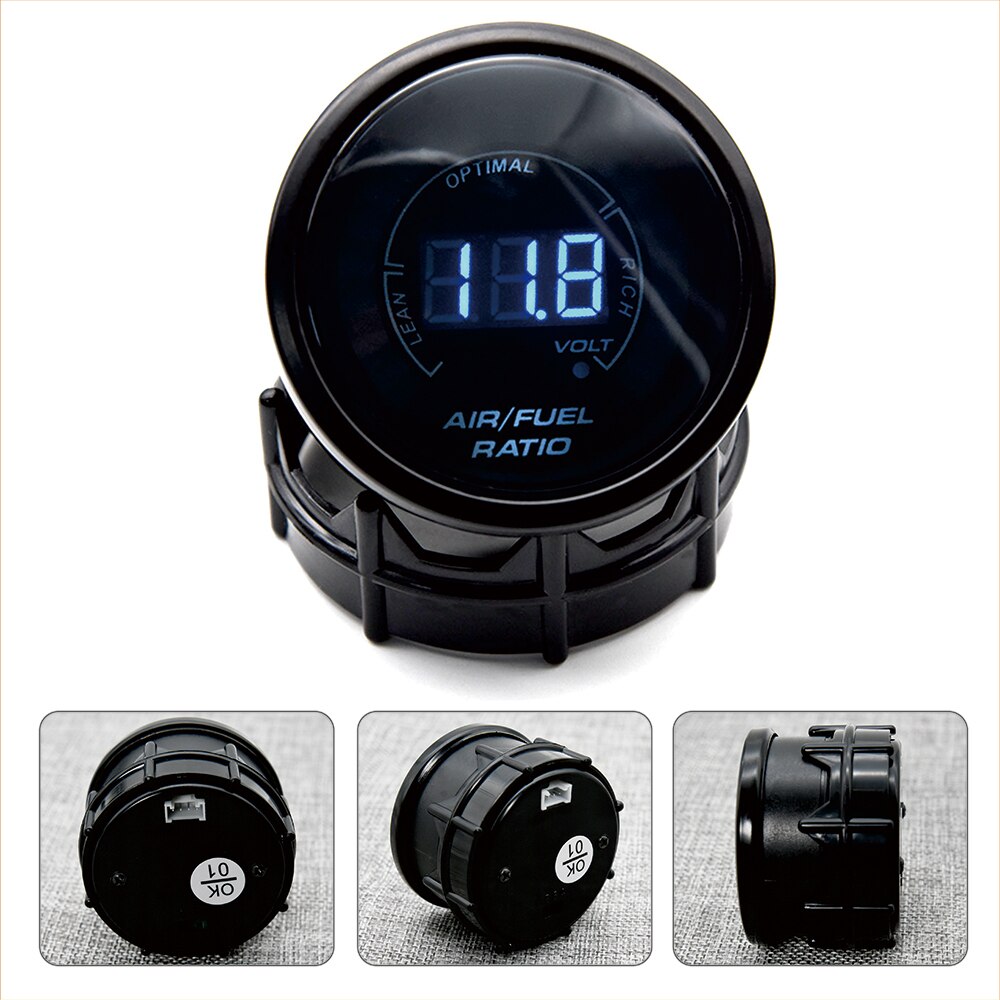 AD Digital 52mm Auto Air Fuel Ratio Gauge + Voltmeter volt Meter Indicator Smoked With Narrowband O2 Oxygen Sensor 0258006028: Clear