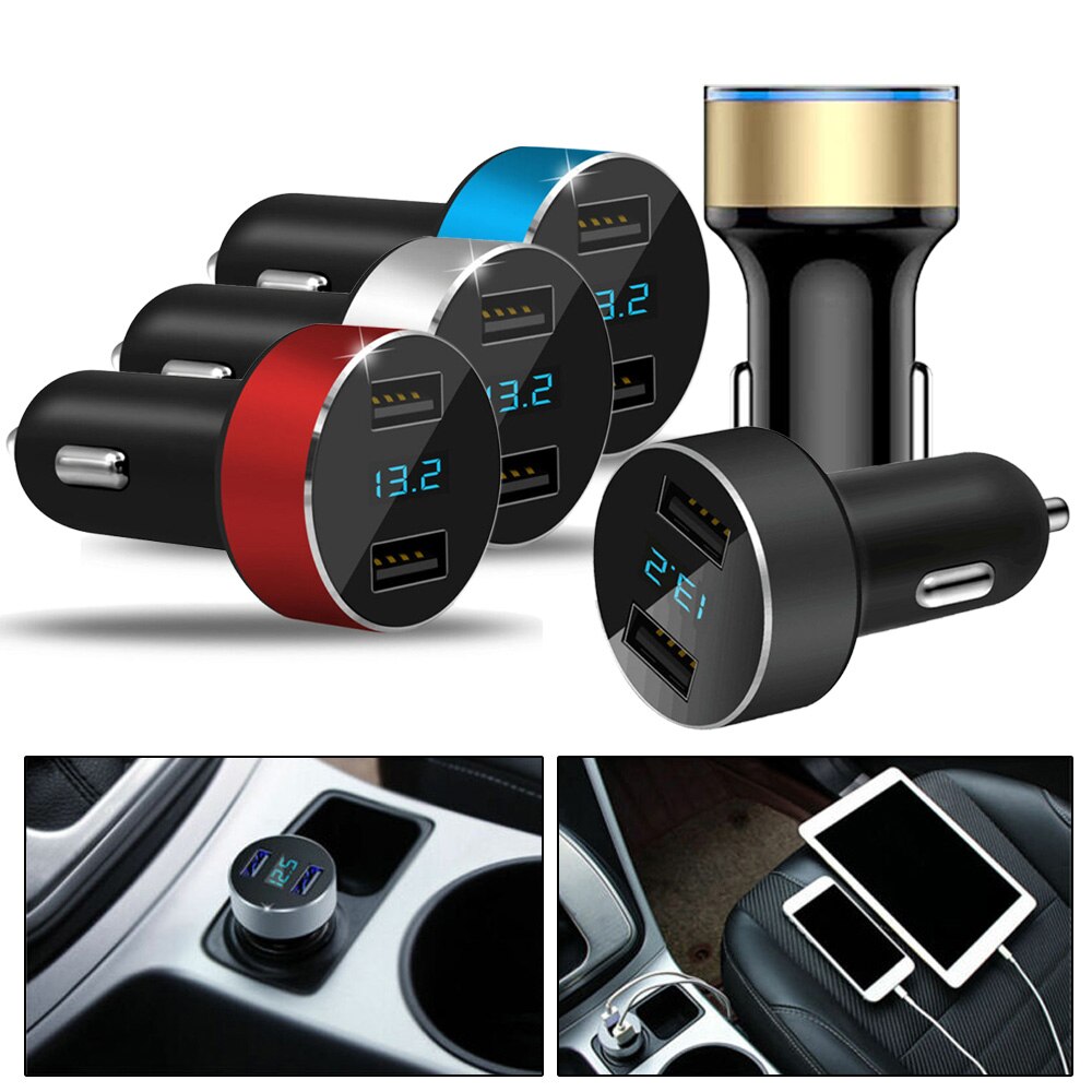 Dual Usb Car Charger Accessoires Display 3.1A Sigarettenaansteker