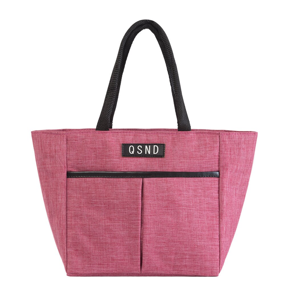 Femmes nouvelle décontracté pique-nique sac à déjeuner couleur Pure fermeture éclair thermique grande capacité sac à main sac à bandoulière: Rose Red