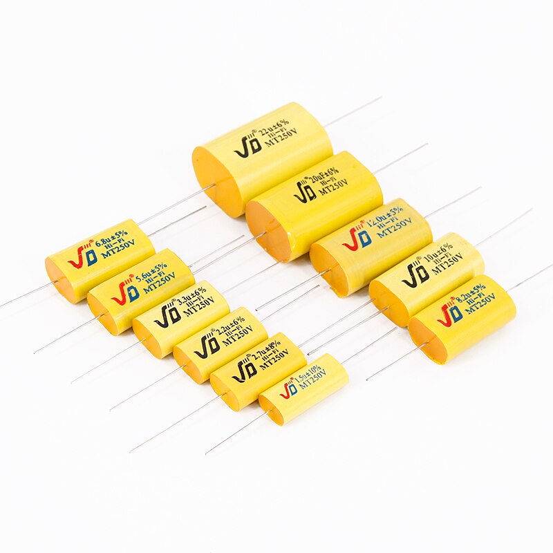 Divisor de frecuencia de altavoz, circuito de filtro cruzado, condensador de polipropileno sin polaridad, 1,0 uF-5,6 uF, 250V, 2 uds.