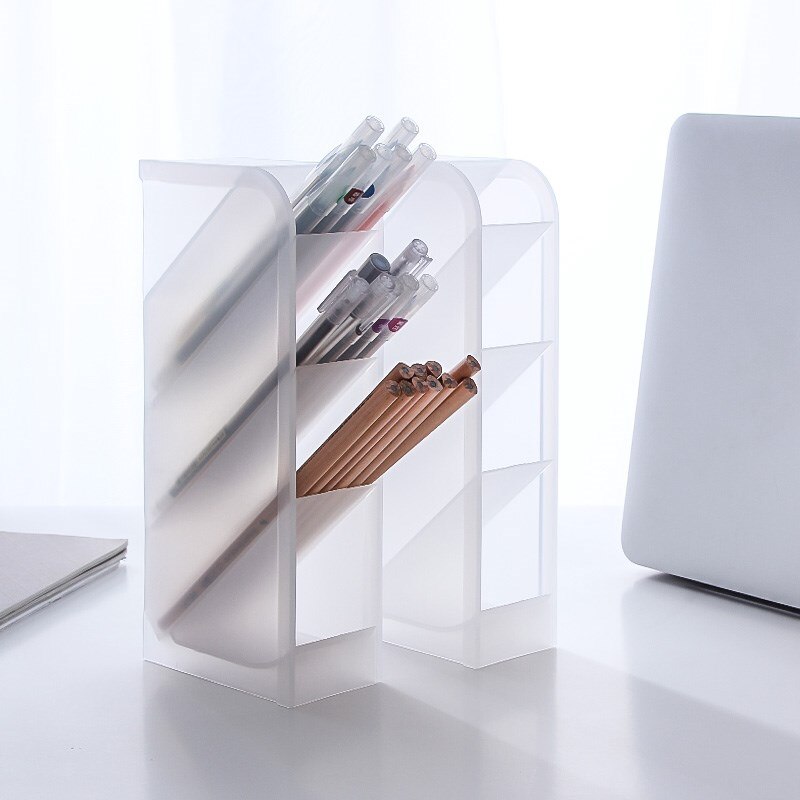 Multi-function 4 Grid Desktop Storage Box Simple Pen Holder Office School Stationery Holder